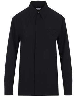 Bottega Veneta Long Sleeved Straight Hem Shirt - Blue