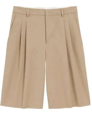 Ami Paris Belt-Loop Shorts - Natural