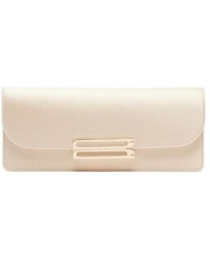 Victoria Beckham Dorian East-West Satin Clutch - Natural