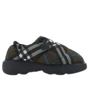 Burberry Checked Padded Flat Sandals - Black