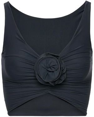 Magda Butrym Ruched Flower Swim Top - Blue