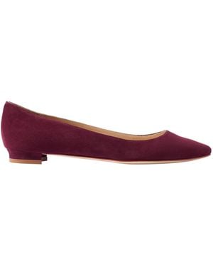 Manolo Blahnik Suede Ballet Flats - Red