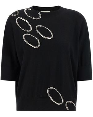 Dries Van Noten Embellished Knitted Top - Black