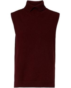 Jil Sander Wool Turtleneck Sweater Vest - Red