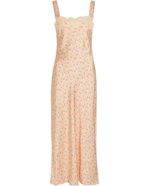 RIXO London Floral Print Satin Skirt - Natural