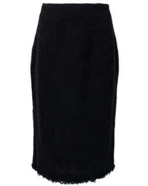 Jil Sander Frayed Hem Midi Skirt - Black