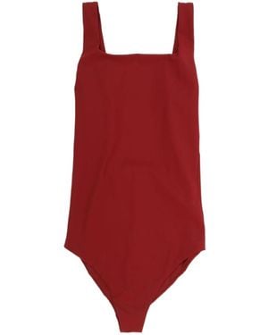 Jil Sander Square-Neck Swimsuit - Red