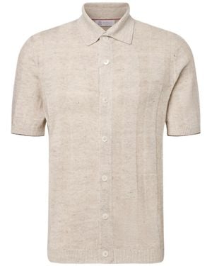 Brunello Cucinelli Linen And Cotton Polo Jumper - White