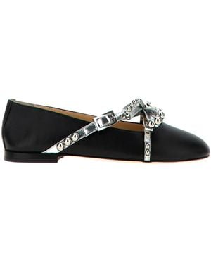 Mach & Mach Mach Mach Stud-Embellished Round Toe Ballet Flats - Black