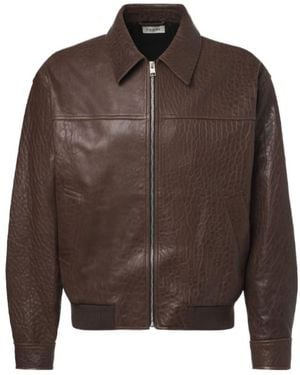 FRAME Leather Bomber Jacket - Brown
