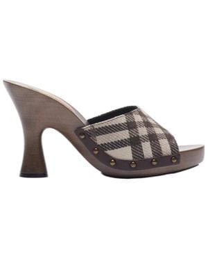 Burberry Check Potter Mules - Grey