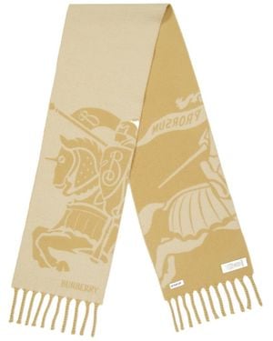Burberry Double-Sided Wool Tassel Scarf - White