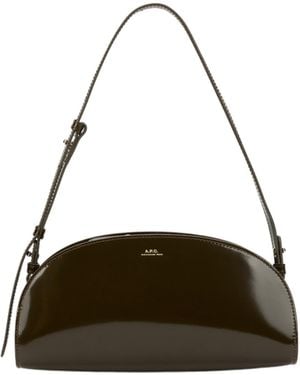 A.P.C. Curved Patent Shoulder Bag - Green