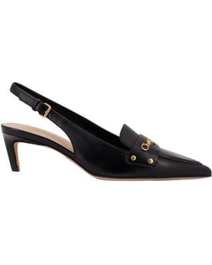 Dior Christian Logo Lettering Pointed Toe Court Shoes - Black