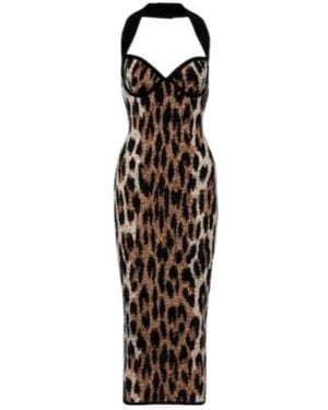 Balmain Animal-Printed Halterneck Maxi Dress - Multicolor