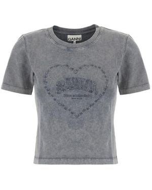 Ganni Short-Sleeved T-Shirt - Grey