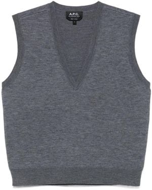A.P.C. V-Neck Knitted Vest - Gray