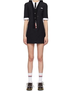 Thom Browne Stripe Detailed Mini Dress - Black