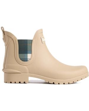 Barbour Plaid Panel Short Rain Boot - Natural