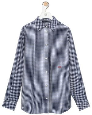 Loewe Long Sleeve Checked Shirt - Blue