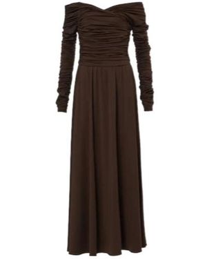 Altuzarra Charlotte Off-Shoulder Jersey Maxi Dress - Brown