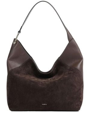 Furla Logo Lettering Large Hobo Shoulder Bag - Black