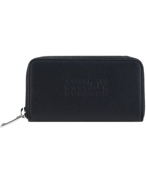 MM6 by Maison Martin Margiela Logo Embossed Zip-Around Wallet - Blue