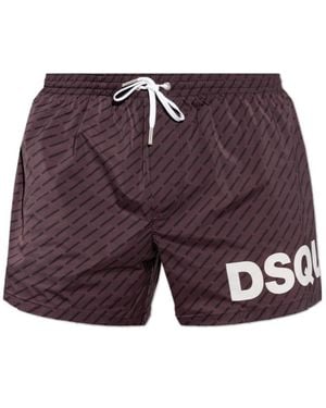 DSquared² Wide-Leg Swim Shorts - Purple
