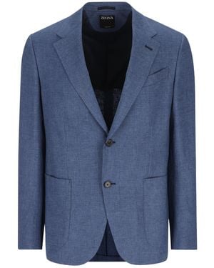 ZEGNA Single Breasted Jacket - Blue