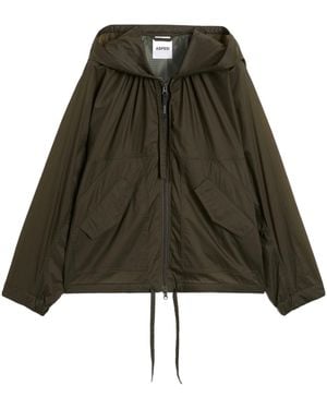 Aspesi Drawstring-Hooded Zip-Up Jacket - Green