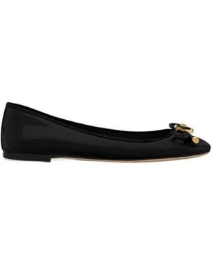 Versace Medusa-Head Round-Toe Ballerina Shoes - Black