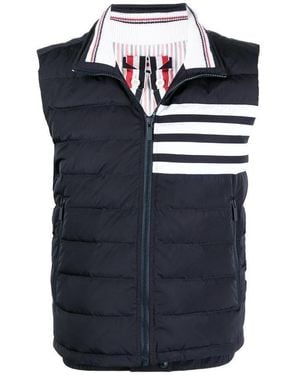 Thom Browne Twill Down-Filled-Bar Ski Vest - Blue