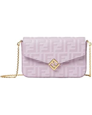 Fendi Ff Embossed Chain Wallet - Pink