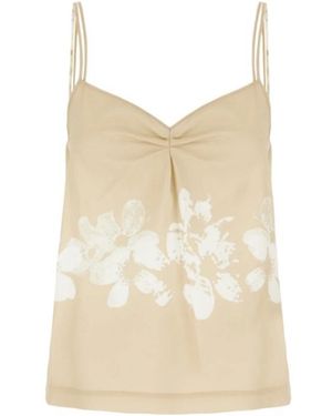 Iceberg Floral-Print Linen Top - Natural