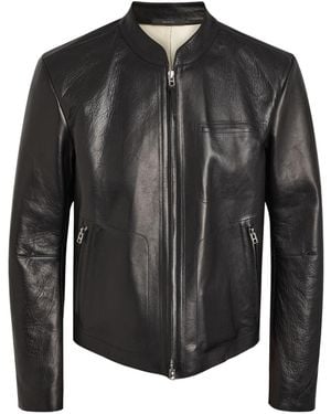 Tom Ford Stand-Collar Leather Coat - Black