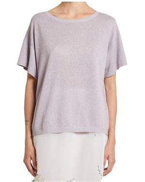 iBlues Crew Neck Short-Sleeved Knit Jumper - Purple