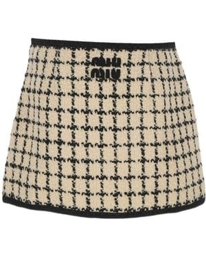 Miu Miu Check Patterned Mini Skirt - Metallic