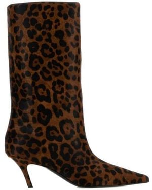 AMINA MUADDI Animal-Print Boots - Brown
