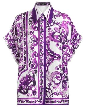 Dolce & Gabbana Maiolica Print Shirt - Purple