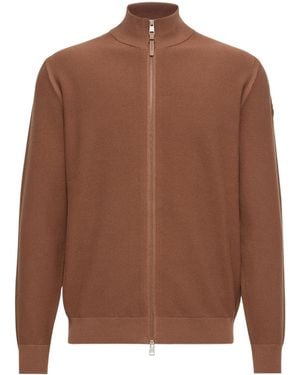 Moncler Cotton Zip-Up Cardigan - Brown
