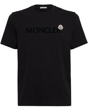 Moncler Flocked Logo Cotton T-Shirt - Black