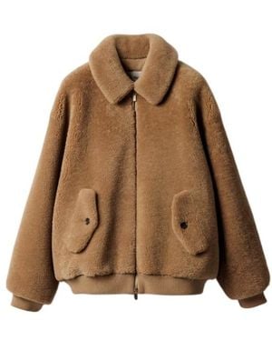Miu Miu Shearling Blouson Jacket - Brown