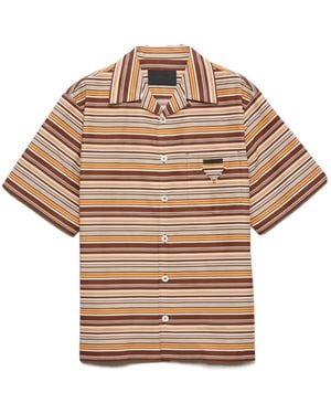 Prada Striped Short Sleeved Bowling Shirt - Multicolor