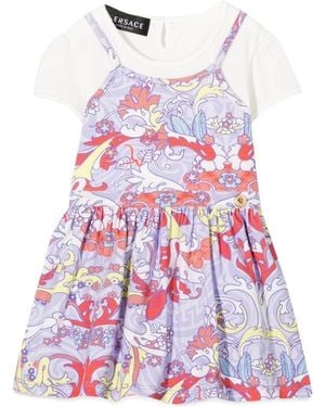 Versace Floral-Print T-Shirt Dress - White