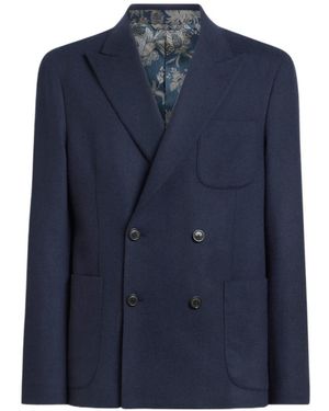 Etro Double-Breasted Peak-Lapel Blazer - Blue
