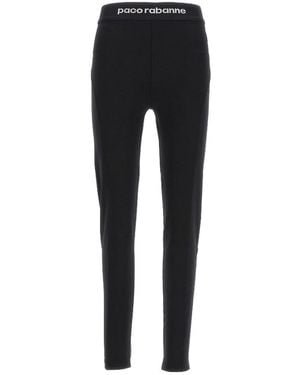 Rabanne Logo Detailed High Waisted Leggings - Black