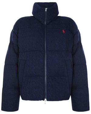 Polo Ralph Lauren Cable-Knit Padded Coat - Blue