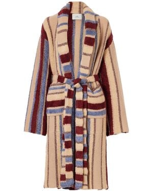 The Elder Statesman Striped Cashmere And Silk-Blend Robe - Multicolour
