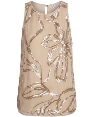 Brunello Cucinelli Sleeveless Chiffon Dress - Natural