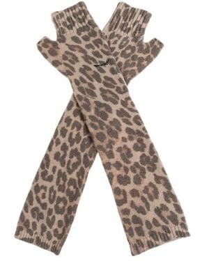 Ganni Printed Wool Knit Warmers - Grey